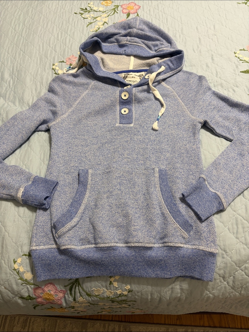 Jo & Co Jeans Chambray Blue PullOver Hoodie Ladies Sweatshirt PreOwned Size P/S